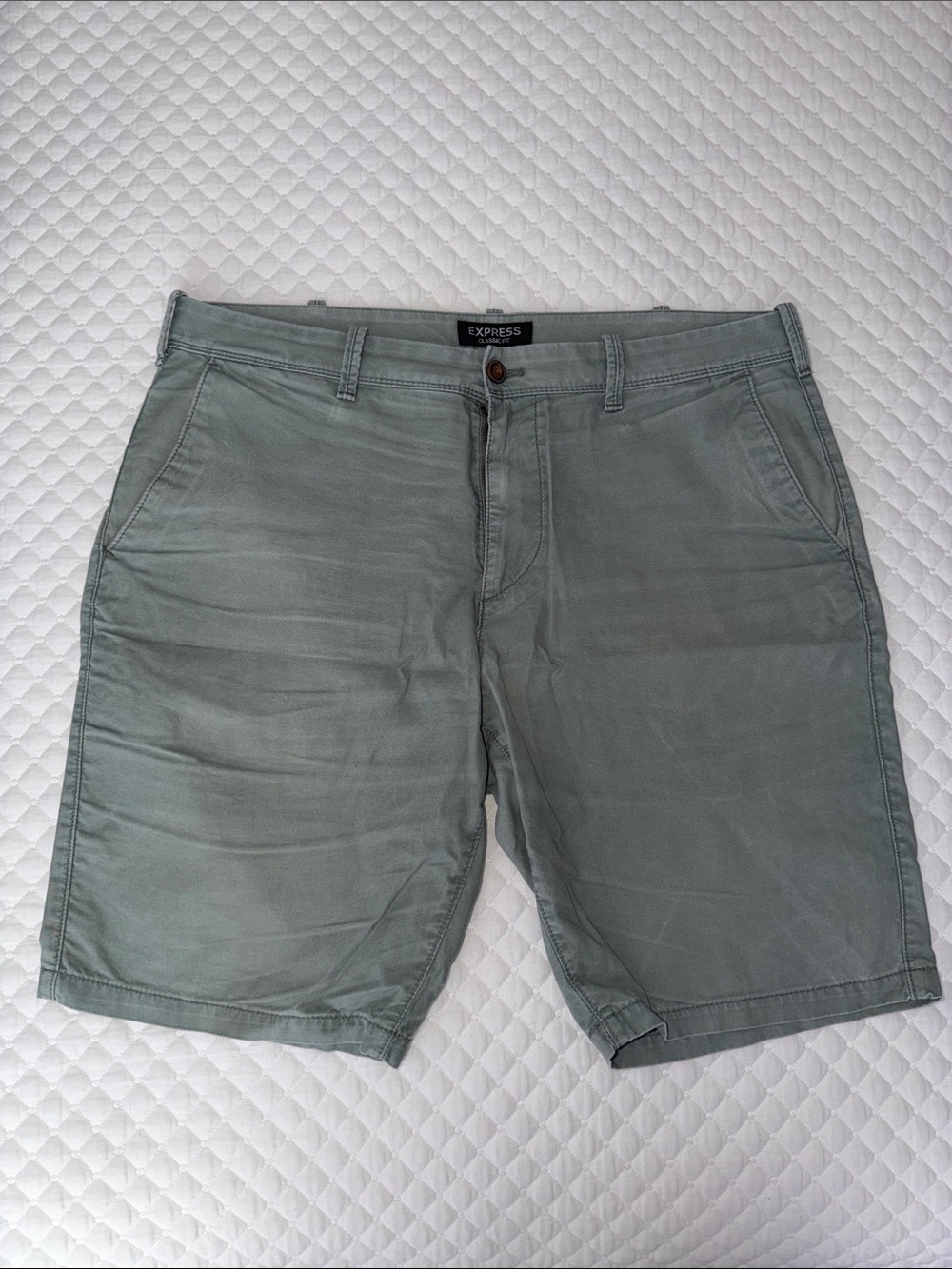 Express Men's Sage Green Stretch Cotton Shorts